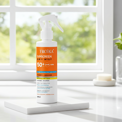Froika Sunscreen Dry Mist SPF 50+ Transparent Spray with Vitamin C & E, 250ml