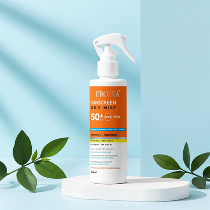 Froika Sunscreen Dry Mist SPF 50+ Transparent Spray with Vitamin C & E, 250ml