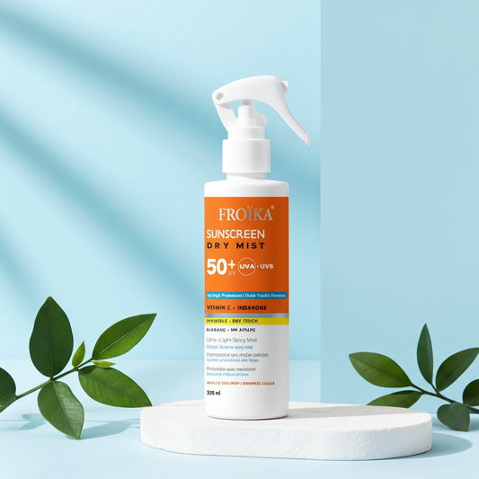Froika Sunscreen Dry Mist SPF 50+ Transparent Spray with Vitamin C & E, 250ml
