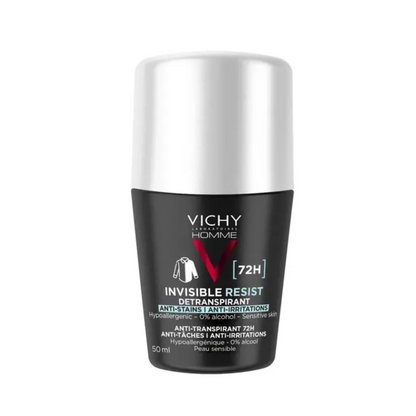 Vichy 72H Invisible Resist Roll-On Deodorant 50ml – No Yellow Stains on White Clothes