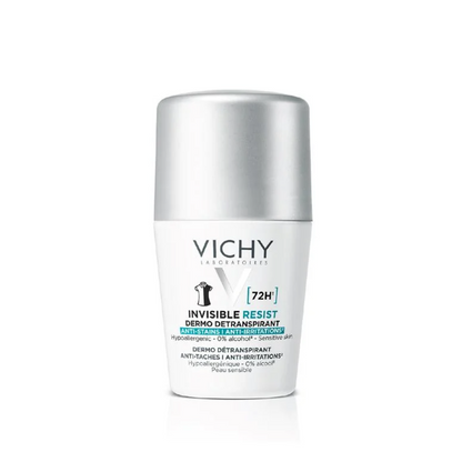 Vichy 72H Invisible Resist Roll-On Deodorant 50ml – No White Marks on Dark Clothes