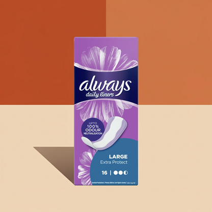 Always Extra Protect Large Sanitary Pads 16 Pads – Enhanced Heavy Flow Protection with SoftDry Technology