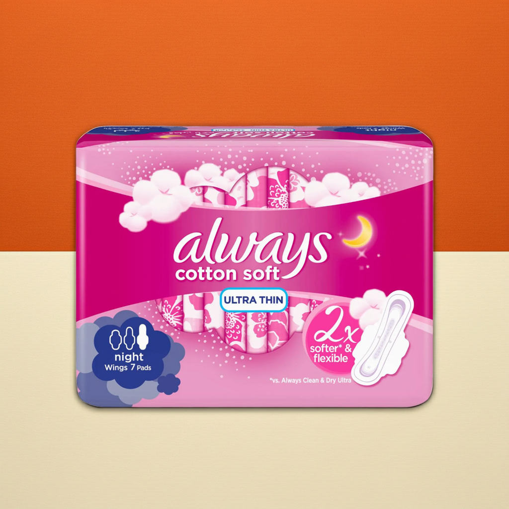 Always Ultra Night Pink Sanitary Pads 7 Pads – Overnight Protection with SoftDry Technology