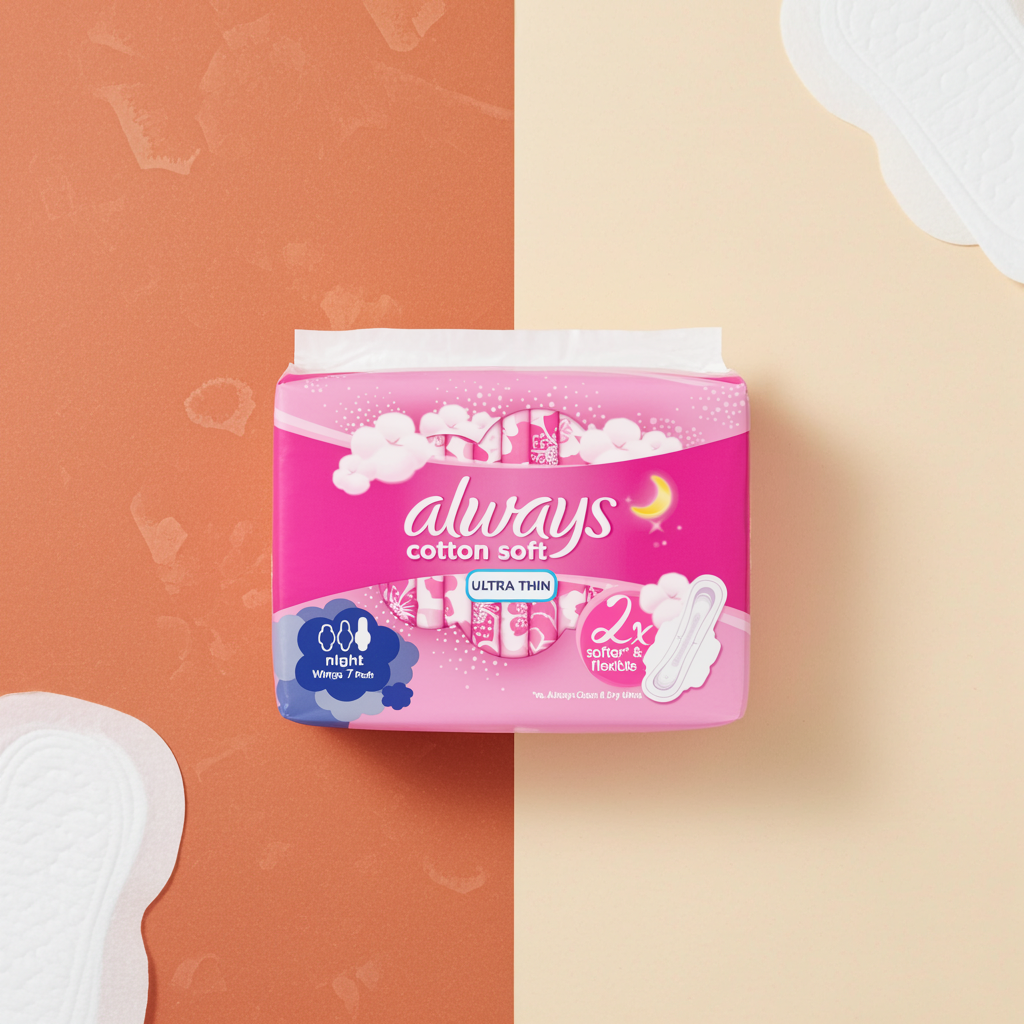 Always Ultra Night Pink Sanitary Pads 7 Pads – Overnight Protection with SoftDry Technology