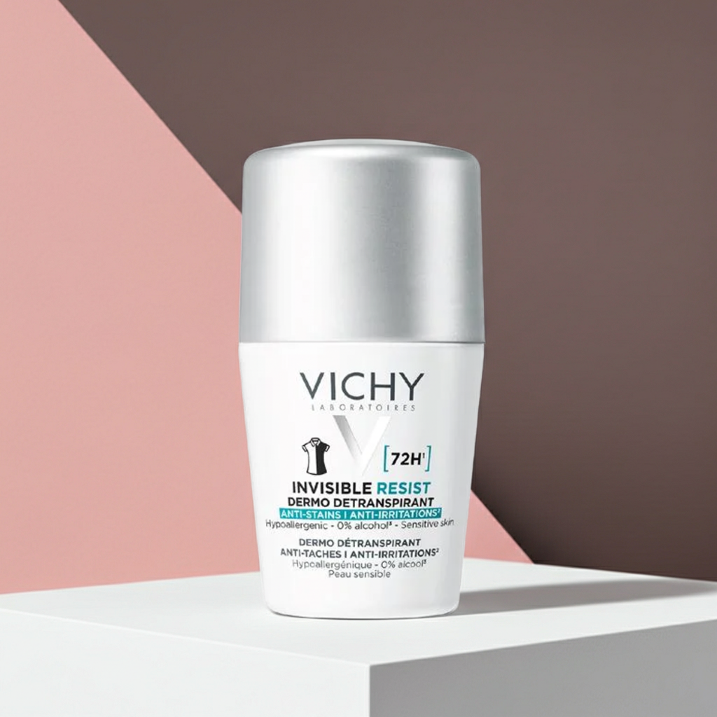 Vichy 72H Invisible Resist Roll-On Deodorant 50ml – No White Marks on Dark Clothes
